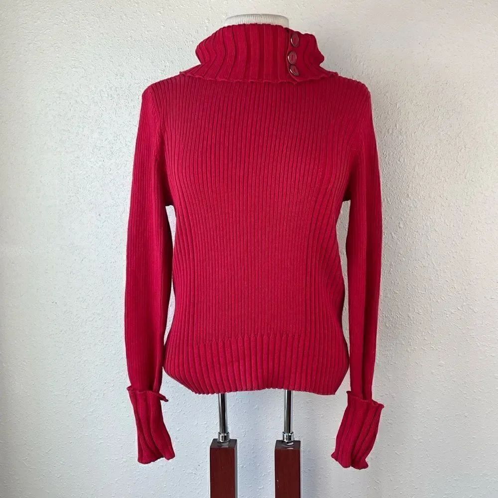 EUC DKNY Jeans Womens Red Turtleneck Sweater Size M